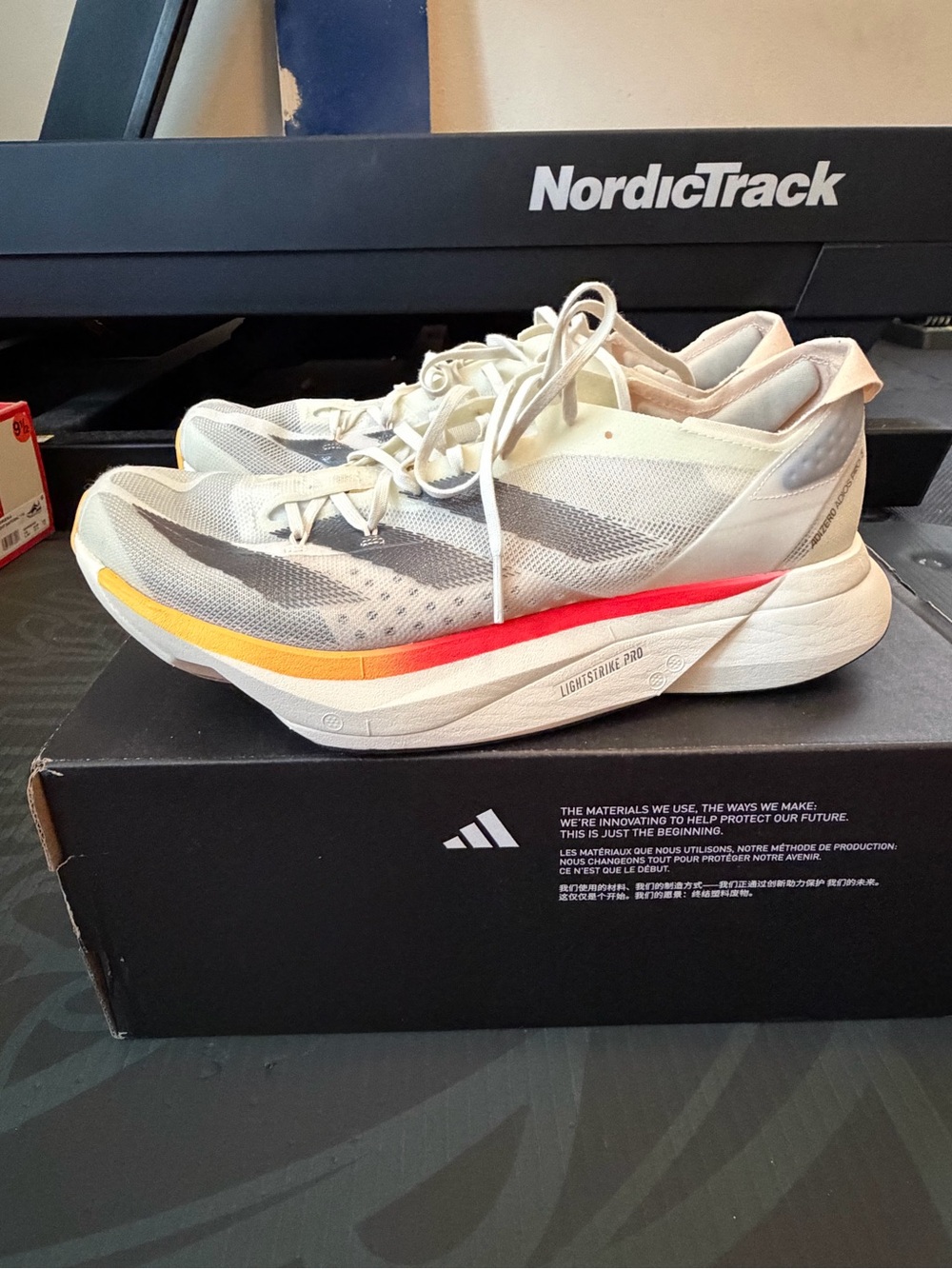 Adidas Adizero Adios Pro 3 Women’s Size 10 Running Shoes Ivory Orange IG6427 NEW